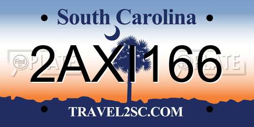 2AXI166 South Carolina License Plate