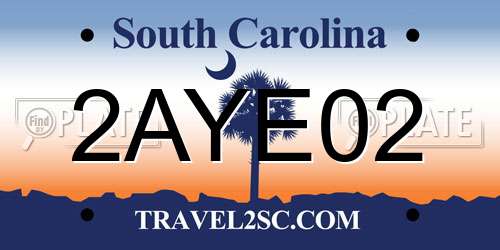 2AYE02 South Carolina License Plate