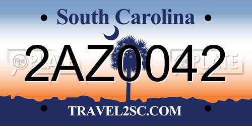 2AZ0042 South Carolina License Plate