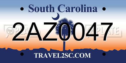 2AZ0047 South Carolina License Plate