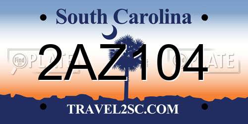 2AZ104 South Carolina License Plate