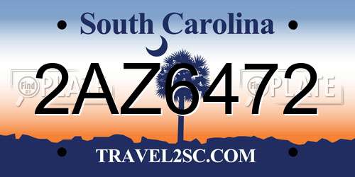 2AZ6472 South Carolina License Plate