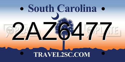 2AZ6477 South Carolina License Plate