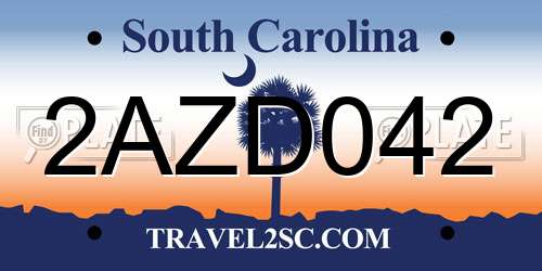 2AZD042 South Carolina License Plate