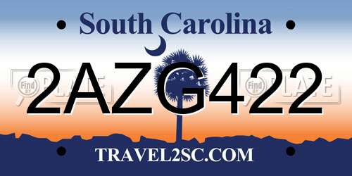 2AZG422 South Carolina License Plate