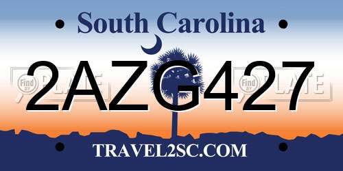 2AZG427 South Carolina License Plate