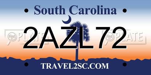 2AZL72 South Carolina License Plate