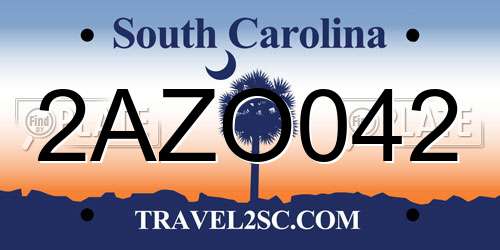 2AZO042 South Carolina License Plate