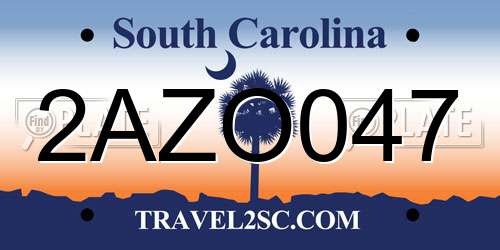 2AZO047 South Carolina License Plate