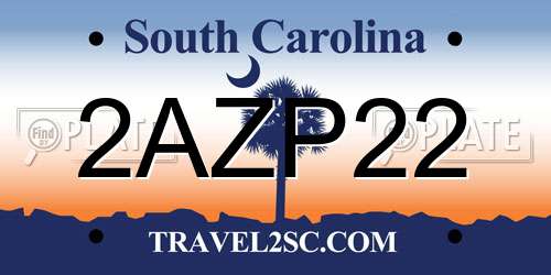 2AZP22 South Carolina License Plate