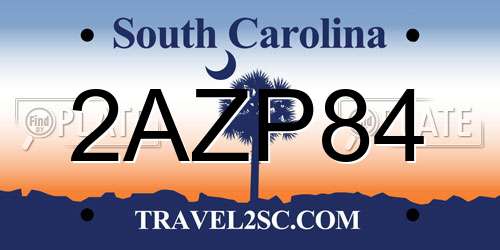 2AZP84 South Carolina License Plate