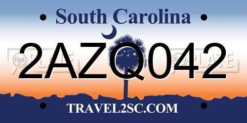2AZQ042 South Carolina License Plate