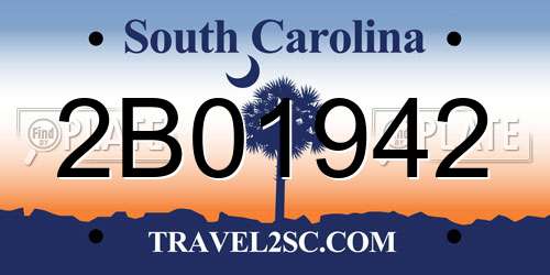 2B01942 South Carolina License Plate