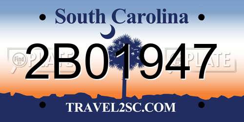 2B01947 South Carolina License Plate