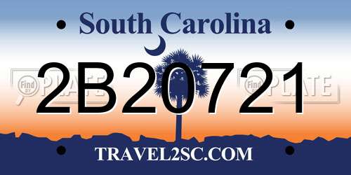 2B20721 South Carolina License Plate