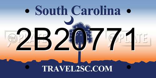 2B20771 South Carolina License Plate