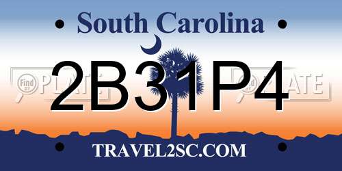 2B31P4 South Carolina License Plate
