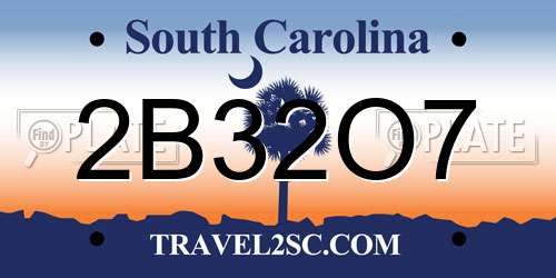 2B32O7 South Carolina License Plate