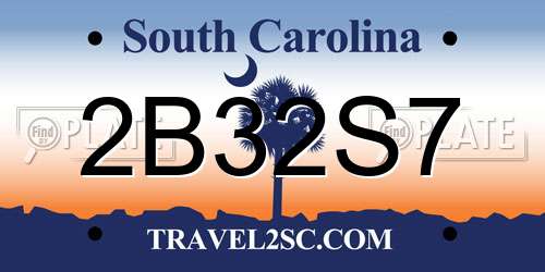 2B32S7 South Carolina License Plate