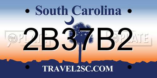 2B37B2 South Carolina License Plate