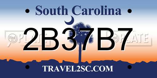 2B37B7 South Carolina License Plate