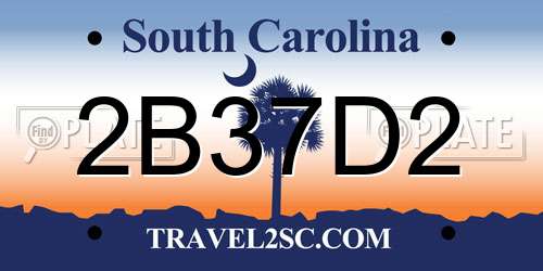 2B37D2 South Carolina License Plate