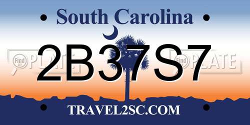 2B37S7 South Carolina License Plate