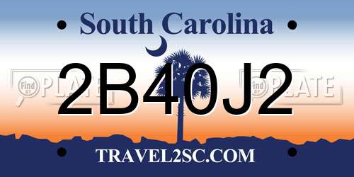 2B40J2 South Carolina License Plate