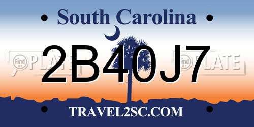 2B40J7 South Carolina License Plate