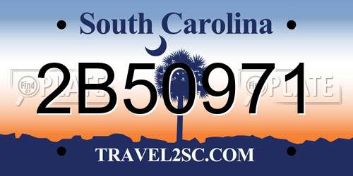2B50971 South Carolina License Plate