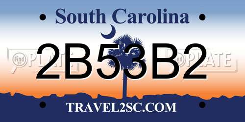 2B53B2 South Carolina License Plate
