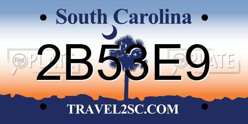 2B53E9 South Carolina License Plate