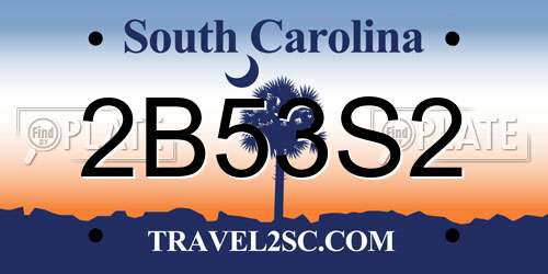 2B53S2 South Carolina License Plate