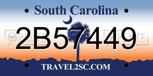 2B57449 South Carolina License Plate