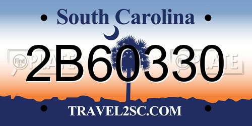 2B60330 South Carolina License Plate