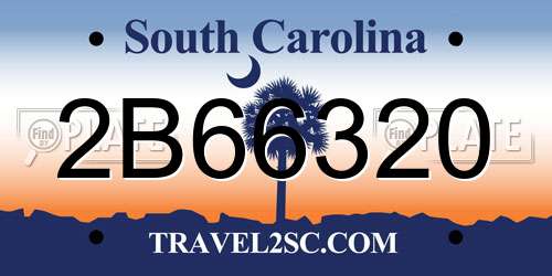 2B66320 South Carolina License Plate