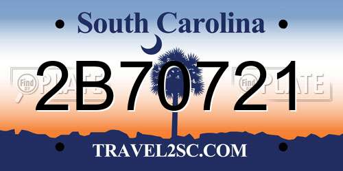 2B70721 South Carolina License Plate