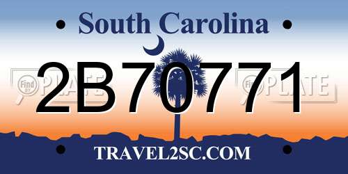 2B70771 South Carolina License Plate