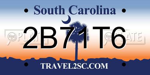 2B71T6 South Carolina License Plate