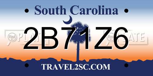 2B71Z6 South Carolina License Plate