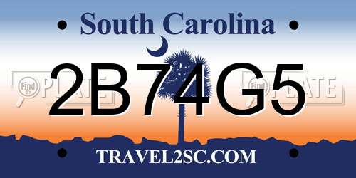 2B74G5 South Carolina License Plate