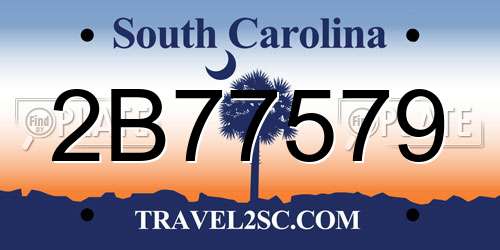 2B77579 South Carolina License Plate