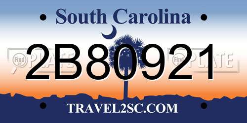 2B80921 South Carolina License Plate
