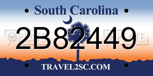 2B82449 South Carolina License Plate
