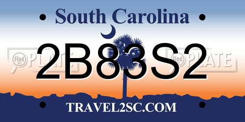 2B83S2 South Carolina License Plate