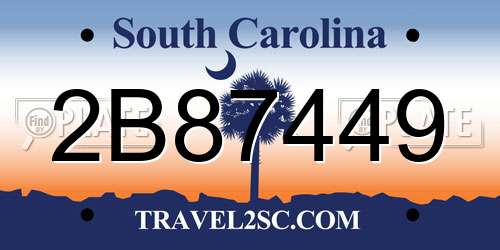 2B87449 South Carolina License Plate
