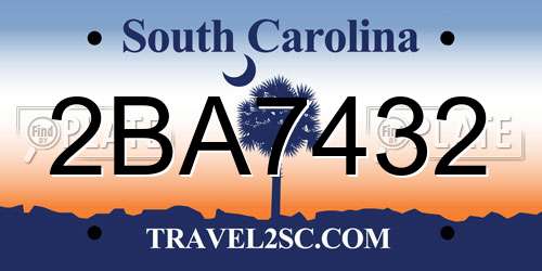 2BA7432 South Carolina License Plate