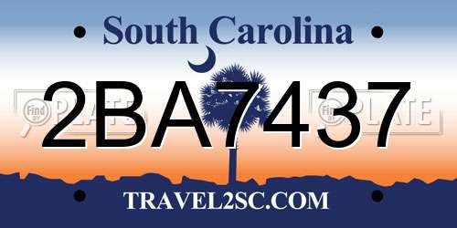 2BA7437 South Carolina License Plate