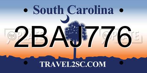 2BAJ776 South Carolina License Plate