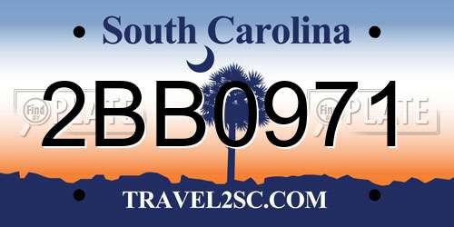 2BB0971 South Carolina License Plate